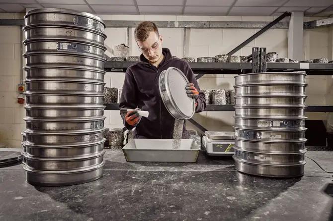 Geotechnical laboratory with testing equipment and geological samples